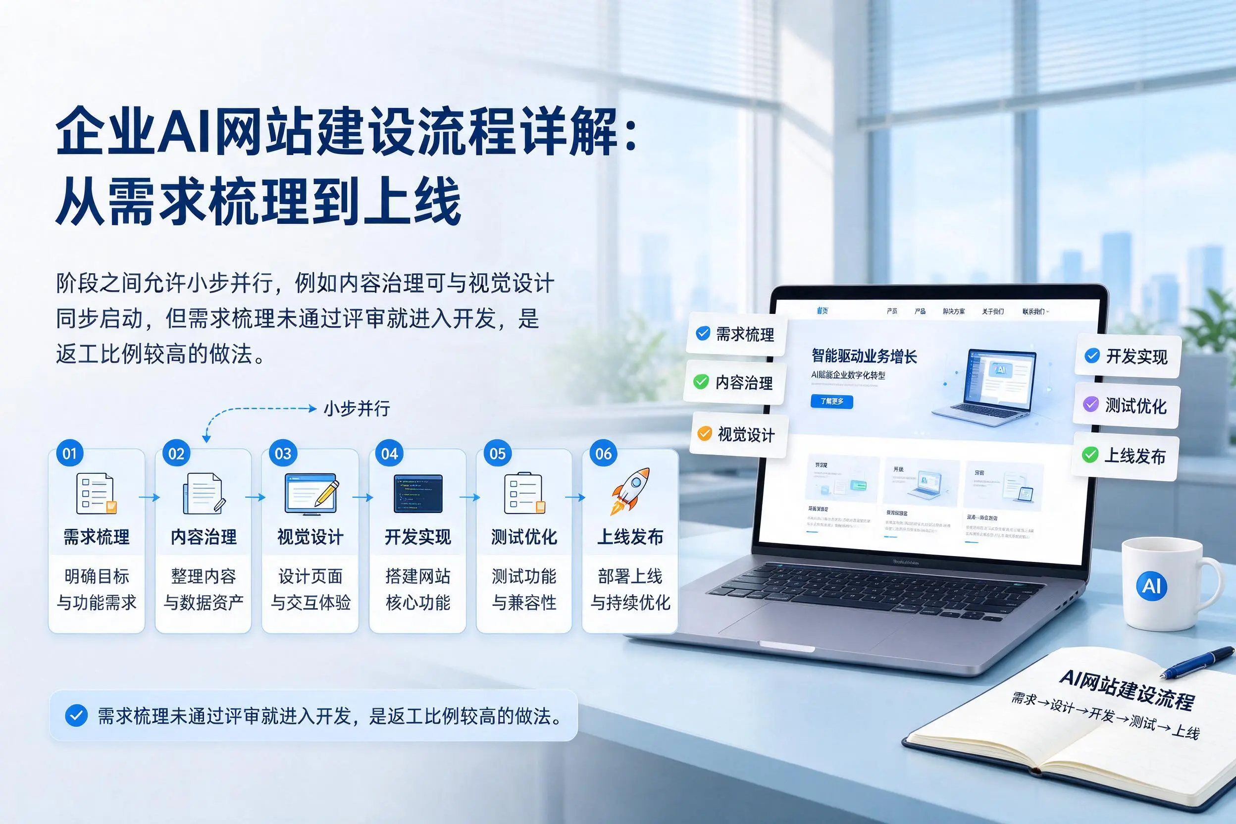 舟山企业AI网站建设流程详解:从需求梳理到上线