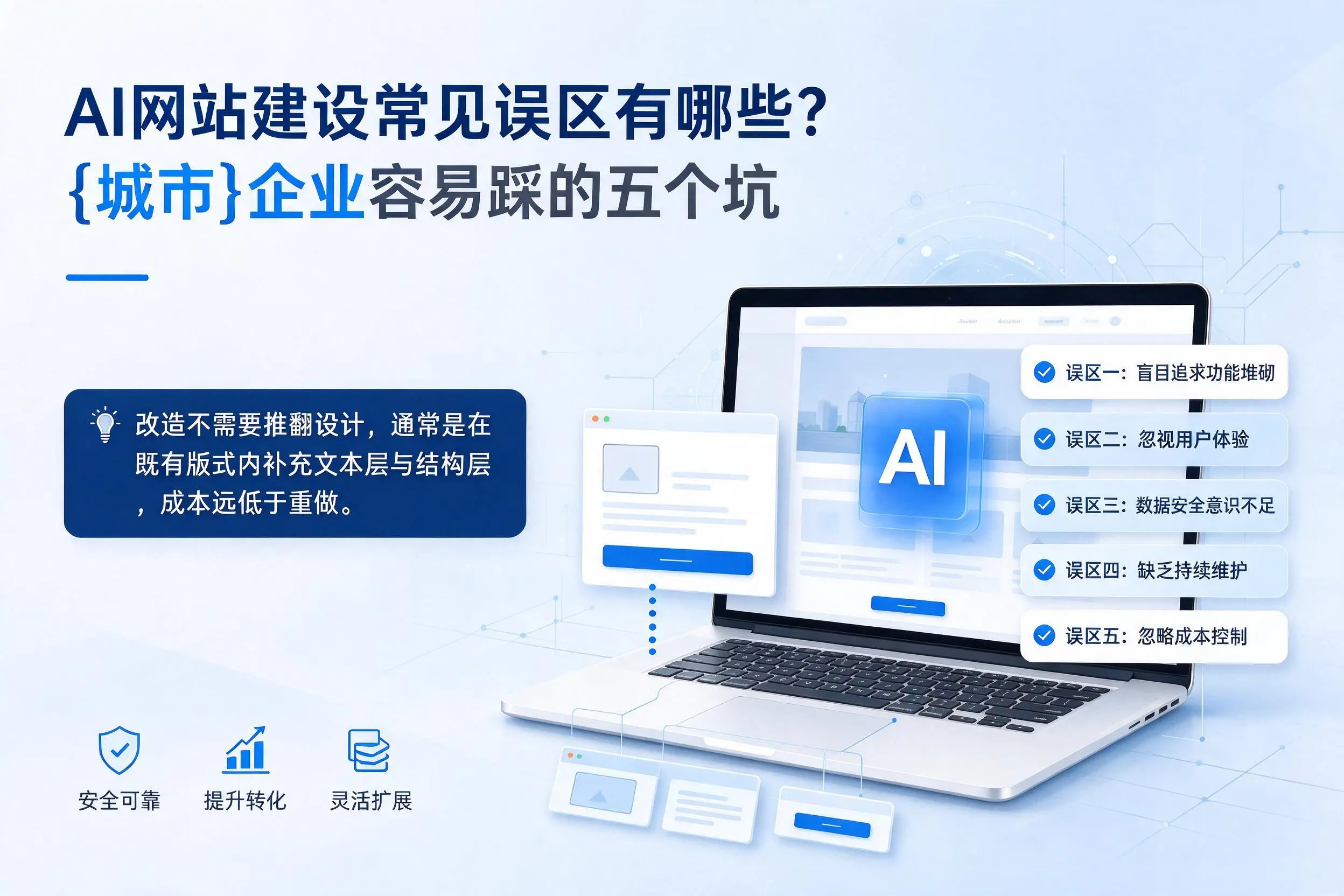 AI网站建设常见误区有哪些？舟山企业容易踩的五个坑